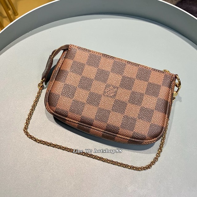 路易威登LV零錢包 M58009 咖格 Mini Pochette Accessoires手袋 LV老花鏈條零錢包 xxlv2212